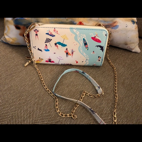 Handbags - Beach Scene Double ZIP Crossbody Wallet